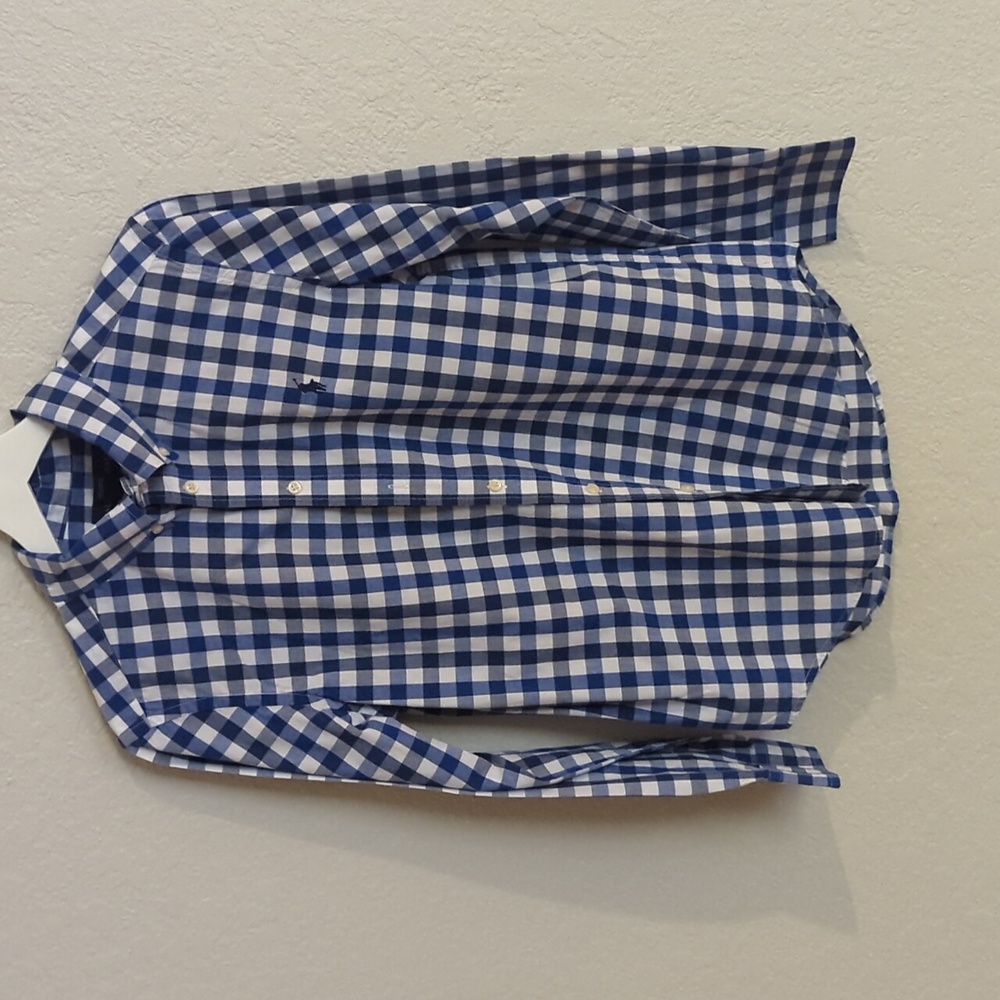 Ralph Lauren Blue & White Boys Plaid Dress Shirt Large (14-16)